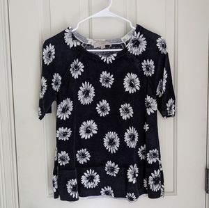 LOFT Navy Flower Top